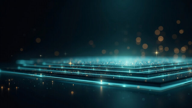 Premium Abstract Holographic Surface Technology Background with Copy Space - Luxury Dark Mode