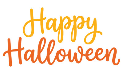 Fototapeta premium Happy halloween greeting card vector illustration with orange and yellow gradient text