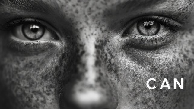Close up eyes freckles portrait