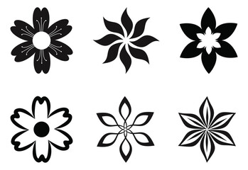 Obraz premium Set of abstract floral motifs and decorative flower symbols vector collection.