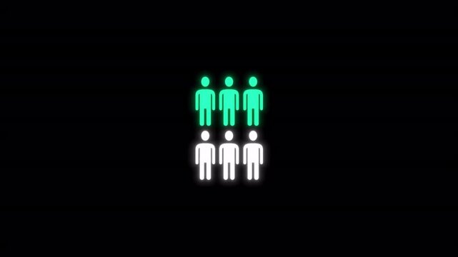 People 2D animated glowing human icons for audience visualization