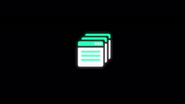 Web browser animated glowing browser windows for seamless navigation