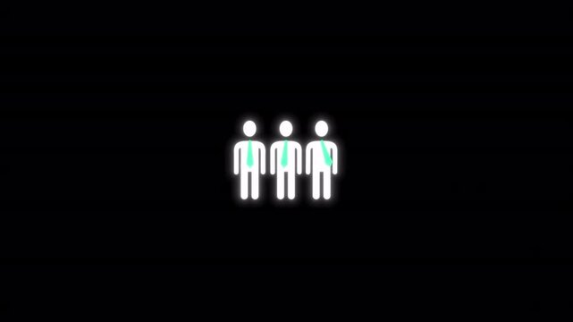 Worker animated glowing office team icon with synchronized movement