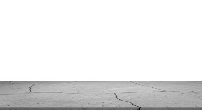 Cracked concrete floor surface with white background mockup.