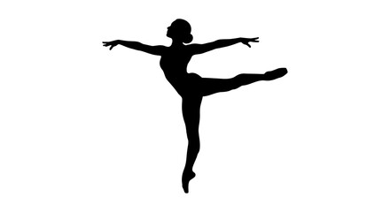 Ballerina In Mid air Pose Black Silhouette Against White Background dancer © Sakib