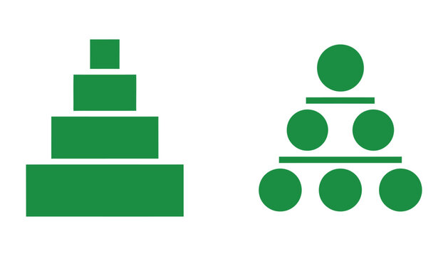 Geometric Green Block Pyramid and Flowchart Shapes