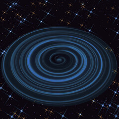 spiral ringed exoplanet inspired by J1407b, Saturn, Jupiter, Uranus and Neptune, glowing concentric rings, sparkling starfield, futuristic cosmic illustration © HARSH