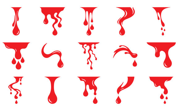 Set of 13 halloween blood drips vector graphics for spooky designs