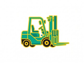 Naklejka premium Forklift icon with yellow outline on white background