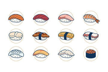 Sushi Nigiri Icon Set © Cantik