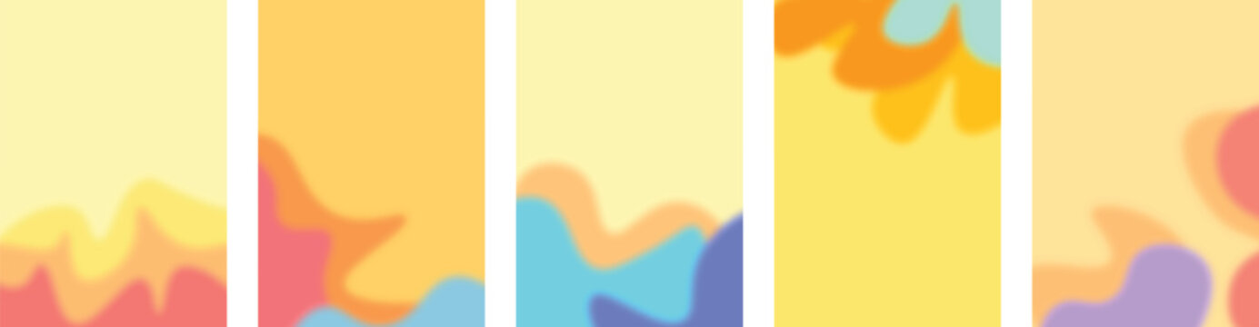 Abstract Summer Pastel Background Collection with Soft Organic Liquid Shapes, Warm Gradient Colors, Modern Minimal Wallpaper, Copy Space for Seasonal Design, Social Media Banner and Branding