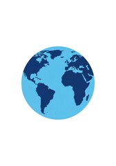 Fototapeta premium Minimalist Blue World Map Globe Illustration on White Background for Global Business and Travel Concepts