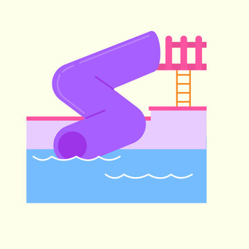 Purple Twisting Water Park Slide