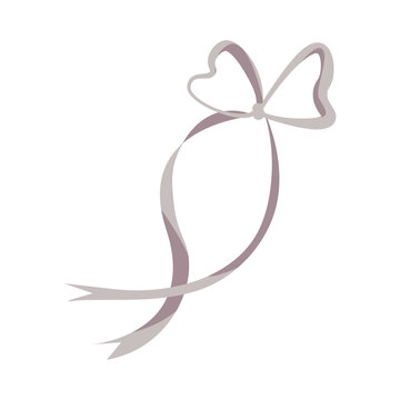 Elegant ribbon bow vector illustration. Simple minimalist ribbon for gift decoration, wedding invitations, for celebration design. Ribbon bow isolated on white. Decorative element for packaging