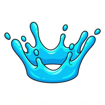 Blue Water Splash with Helping Hand Symbol, Abstract Vector Illustration Isolated on White Background