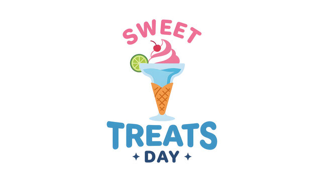 Colorful ice cream cone logo with sweet treats text