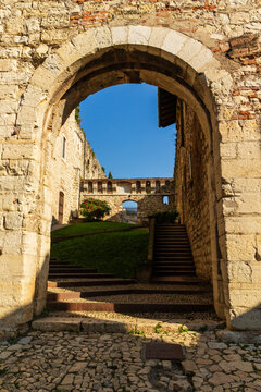Historic Gateway Inside Brescia Castle, Brescia, Italy