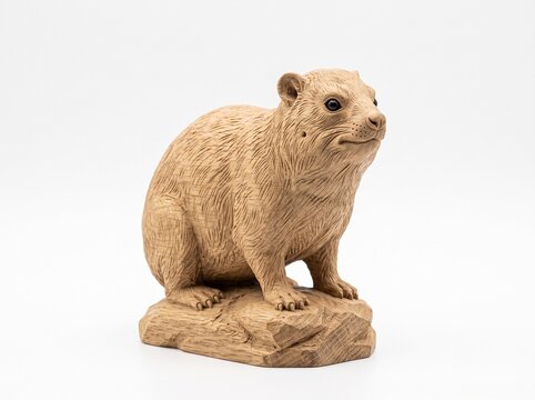 Wooden Hyrax Animal Statue Decoration