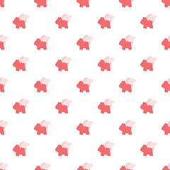 Obraz premium Repeating cute cartoon flying pigs on a white background creating a whimsical pattern