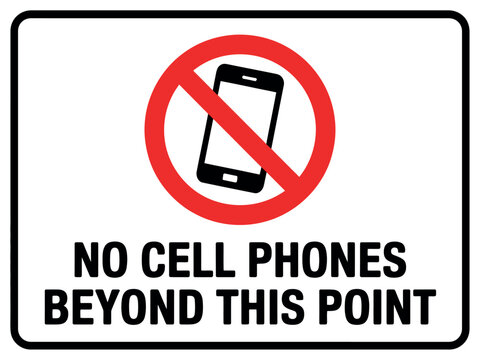 A professional prohibition sign indicating that mobile phones are strictly prohibited in this area