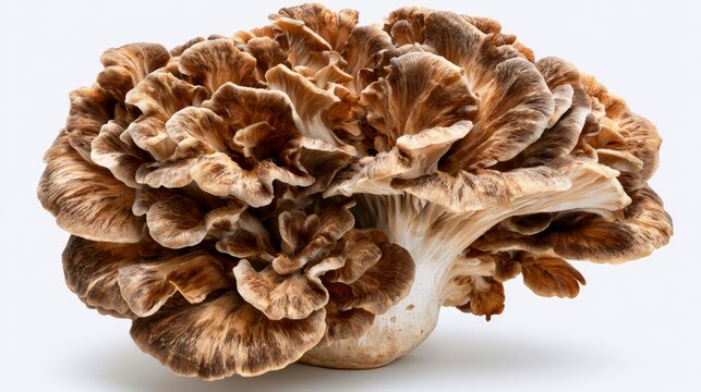 Beautiful Cluster of Maitake Mushrooms Displaying Detailed Layered Patterns in 6D Perspective