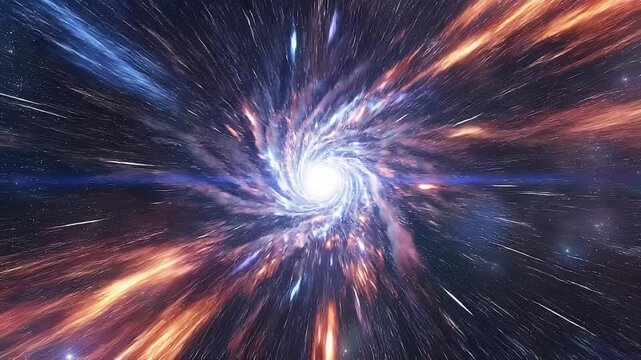 Stunning cosmic galaxy with swirling bright center and colorful space clouds in deep universe