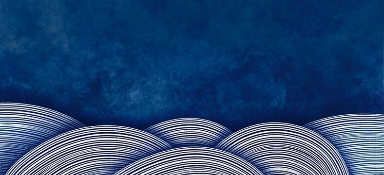ダークな波の抽象画 手描きイラストレーション背景
