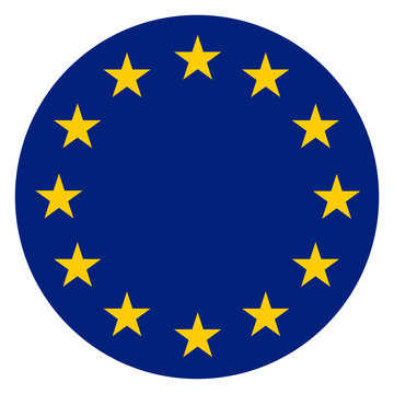 EU Flag Circular Button, Round, Circle Icon
