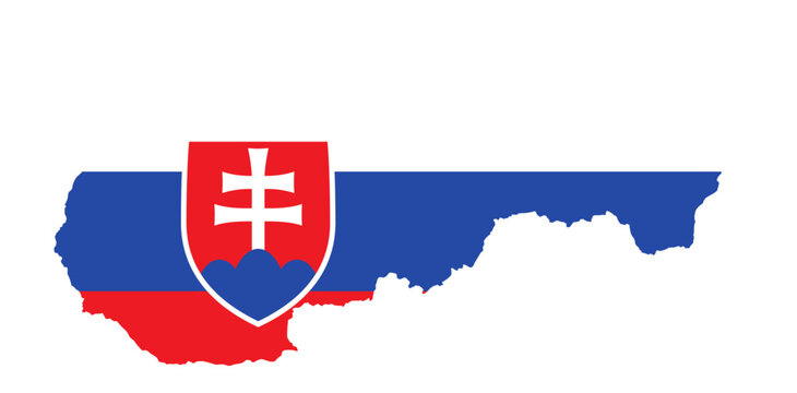 Slovakia Map Silhouette with National Flag