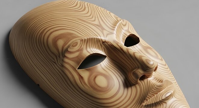 wooden mask isolated on white