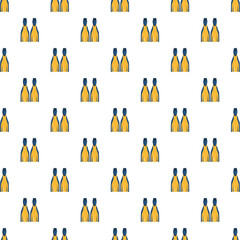 Yellow flippers with blue tops repeated in a seamless pattern on white background © nsit0108