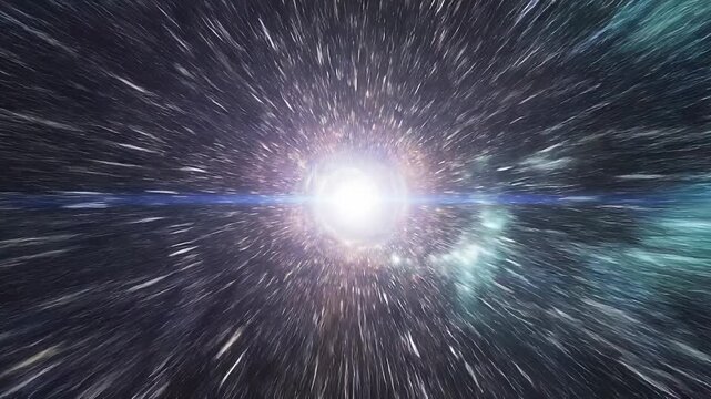 Bright cosmic explosion in deep space with exploding stars and colorful galaxy background