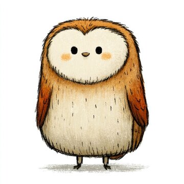 Cute barn owl doodle illustration for children