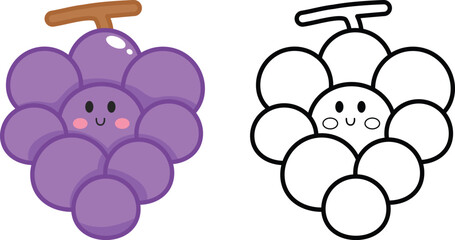 Fototapeta premium Grape Coloring and Outline Page