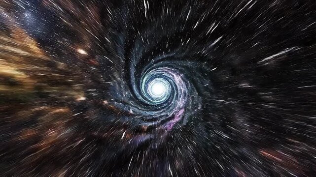 Bright colorful space vortex swirling with stars and cosmic dust in deep galaxy background