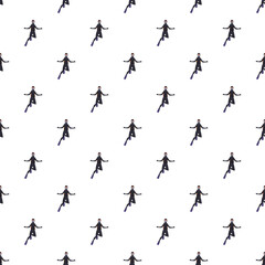 Fototapeta premium Repeated scuba diver illustrations creating a seamless pattern on a white background