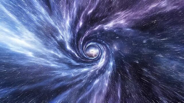 Bright swirling galaxy vortex in deep space with glowing stars and cosmic energy spiral