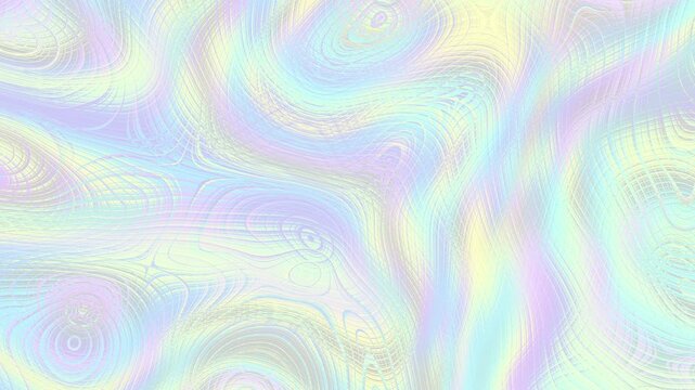 holograph liquid video loop background. Pastel color paper. Retro foil trend design. Vintage fantasy cover. Chrome holo art. Modern effect.