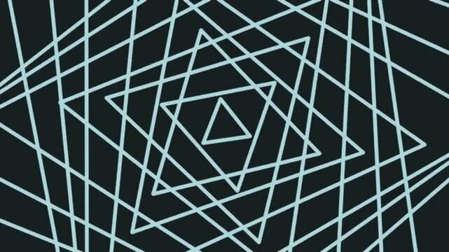 Geometric Abstract Patterns Expanding and Intersecting in Dark Background