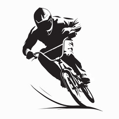 Obraz premium Extreme BMX Bicycle Rider Silhouette Illustration On White Background