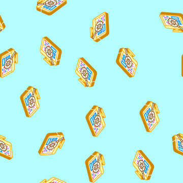 debugging code software isometric seamless pattern. debugging code software sign illustration
