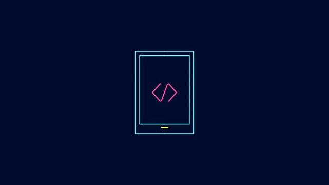 Abstract Digital Tablet with Code Symbol and Menu Icon Representing Mobile Development and Programming.