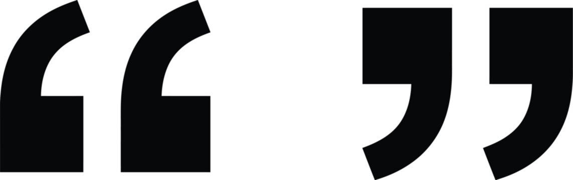 Quotation Marks Icon Set - Opening and Closing Quote Symbols on White Background