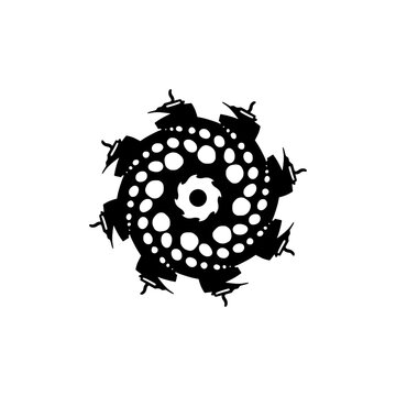 Hand drawn sketch of spinning bomb get ready to explode 