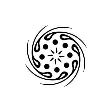 Hand drawn sketch logo of solar system with a simple line art 