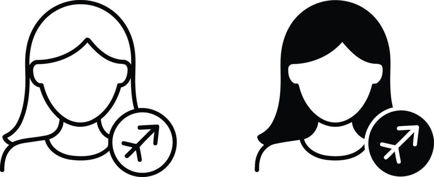 Sagittarius female portrait icon vector illustration