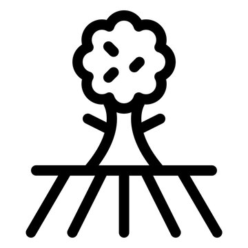 Growing Tree With Roots Line Icon