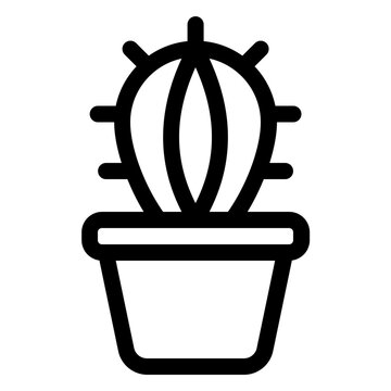 Potted Desert Cactus Plant Line Icon