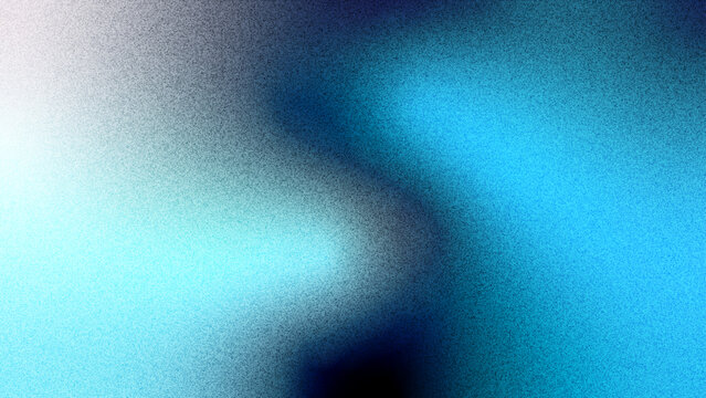 Abstract background presents a fluid movement of bright cyan and deep navy shades with a grainy overlay that creates a professional and sleek aesthetic layout.