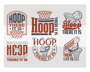 Hoop There It Is Basketball Typography Bundle   Fun Sports Quote Vector for T Shirt, Players & Basketball Fans © Aesthetic Studio